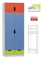 Szafa dziecięca z nadstawką Miłosz N9+N 80x53x227 cm – Biel / Zielony / Czerwony / Niebieski