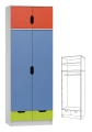 Szafa dziecięca z nadstawką Miłosz N9+N 80x53x227 cm – Biel / Zielony / Czerwony / Niebieski