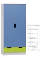 Szafa dziecięca MIŁOSZ N25 80x53 cm – Biel / Limonka / Błękit
