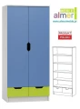 Szafa dziecięca MIŁOSZ N25 80x53 cm – Biel / Limonka / Błękit