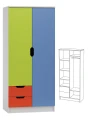 Szafa Dla Dziecka Miłosz N8 80x53 cm Biała / Limonka / Czerwony / Lazurowy Błękit