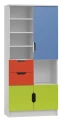 Regał do pokoju dziecka MIŁOSZ N5 80x40x177 cm biały z kolorowymi wstawkami