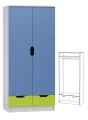 Szafa do pokoju dziecka MIŁOSZ N9 80x53x177 cm Biały / Limonka / Lazurowy Błękit