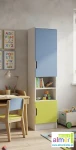 Regał dziecięcy MIŁOSZ N3 40x40 wys. 177 cm | Biały z kolorowymi wstawkami (Limonka, Lazurowy Błękit)