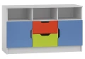 Komoda dziecięca MIŁOSZ N13 120x47 cm - Biel / Limonka / Czerwień / Błękit
