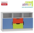 Komoda dziecięca MIŁOSZ N13 120x47 cm - Biel / Limonka / Czerwień / Błękit