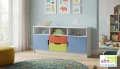 Komoda dziecięca MIŁOSZ N13 120x47 cm - Biel / Limonka / Czerwień / Błękit