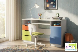 Biurko dziecięce MIŁOSZ NB7 120x50 cm (Biel + Limonka / Czerwony / Lazurowy Błękit)