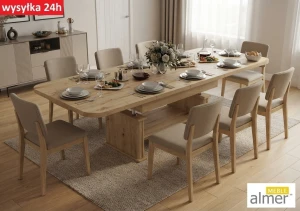 Ławostół rozkładany i podnoszony L15 – Dąb Artisan – Stół z półką do salonu 130-210x80 cm
