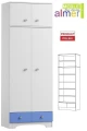 Szafa dziecięca z nadstawką CLOUDS N25+N 80x53x227 cm – Lazurowy błękit / Biel