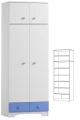 Szafa dziecięca z nadstawką CLOUDS N25+N 80x53x227 cm – Lazurowy błękit / Biel