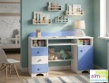 Biurko dziecięce CLOUDS NB7 120x50 cm – Biel + Lazurowy Błękit – Opcja Cichy Domyk