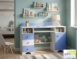 Biurko dziecięce CLOUDS NB7 120x50 cm – Biel + Lazurowy Błękit – Opcja Cichy Domyk