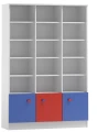 Regał dla dzieci BRICKS N11 120x40x177 cm | Biało-Niebiesko-Czerwony
