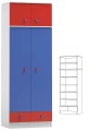 Szafa dziecięca BRICKS N25+N z nadstawką – 80x53x227 cm – Biel + Czerwony + Niebieski