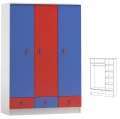 Szafa dziecięca BRICKS N10 – 120x177 cm – Biało-kolorowa z uchwytami klockami
