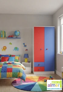 Szafa dziecięca BRICKS N8 80x177 cm – Biało-Niebieska | Klocki