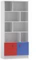 Regał dziecięcy BRICKS N6 80x177x40 cm - biało-niebiesko-czerwony