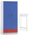 Szafa dziecięca BRICKS N9 80x53x177 cm | Biała z uchwytami Klocki