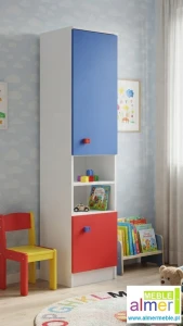 Regał dziecięcy BRICKS N3 40x40x177 cm – Biały + Kolorowe Fronty