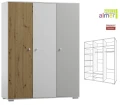Szafa młodzieżowa ARTISAN Y44 145cm | Dąb Artisan | Biel | Cichy Domyk