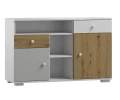 Komoda ARTISAN Y31 120x40x76 cm – Biel / Dąb Artisan / Szary