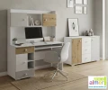 Biurko Młodzieżowe Y34  130x55 Dąb Artisan Jasny Szary Biały | Lewe/Prawe | Cichy Domyk