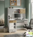Biurko Młodzieżowe Y34  130x55 Dąb Artisan Jasny Szary Biały | Lewe/Prawe | Cichy Domyk