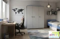 Szafa dziecięca BLUE Y44 145x53x190 cm | Grafit / Lazurowy Błękit / Biel
