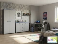 Szafa dla dzieci BLUE Y43 90x53 cm – Grafit / Lazurowy Błękit / Biel