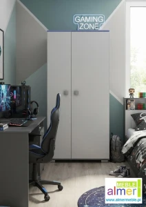 Szafa dla dzieci BLUE Y43 90x53 cm – Grafit / Lazurowy Błękit / Biel