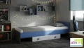 Łóżko młodzieżowe z szufladą BLUE Y18 (204x94 cm) – Grafit / Lazurowy Błękit / Biel