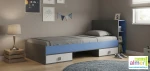 Łóżko młodzieżowe dla nastolatka BLUE Y19 z szufladami (226x94 cm) – grafit / lazurowy błękit / biel