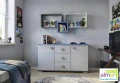 Półka wisząca BLUE YP3 115x53 grafit / lazurowy błękit / biel