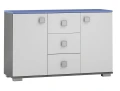 Komoda młodzieżowa BLUE Y42 120x40 cm - Grafit / Lazurowy Błękit / Biel