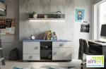 Komoda młodzieżowa / nowoczesna BLUE Y32 120x40 cm - Grafit / Lazurowy Błękit / Biel