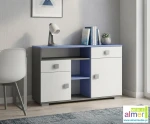 Komoda młodzieżowa BLUE Y31 120x40 cm (Grafit / Lazurowy Błękit / Biel)