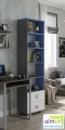 Nowoczesny Regał BLUE Y29 50x40x190 cm – Grafit / Lazurowy Błękit / Biel (Opcja: Cichy Domyk)