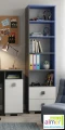 Nowoczesny Regał BLUE Y29 50x40x190 cm – Grafit / Lazurowy Błękit / Biel (Opcja: Cichy Domyk)