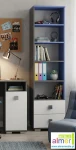 Nowoczesny Regał BLUE Y29 50x40x190 cm – Grafit / Lazurowy Błękit / Biel (Opcja: Cichy Domyk)