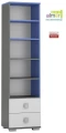 Nowoczesny Regał BLUE Y29 50x40x190 cm – Grafit / Lazurowy Błękit / Biel (Opcja: Cichy Domyk)