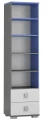 Nowoczesny Regał BLUE Y29 50x40x190 cm – Grafit / Lazurowy Błękit / Biel (Opcja: Cichy Domyk)