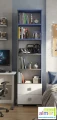 Nowoczesny Regał BLUE Y29 50x40x190 cm – Grafit / Lazurowy Błękit / Biel (Opcja: Cichy Domyk)