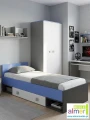 Szafa młodzieżowa dla nastolatka 90 cm BLUE Y24 – Grafit / Lazurowy Błękit / Biel