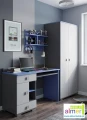 Szafa młodzieżowa dla nastolatka 90 cm BLUE Y24 – Grafit / Lazurowy Błękit / Biel