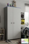 Szafa młodzieżowa dla nastolatka 90 cm BLUE Y24 – Grafit / Lazurowy Błękit / Biel
