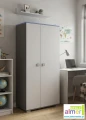 Szafa młodzieżowa dla nastolatka 90 cm BLUE Y24 – Grafit / Lazurowy Błękit / Biel