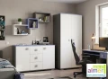 Szafa młodzieżowa dla nastolatka 90 cm BLUE Y24 – Grafit / Lazurowy Błękit / Biel