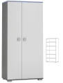 Szafa młodzieżowa dla nastolatka 90 cm BLUE Y24 – Grafit / Lazurowy Błękit / Biel
