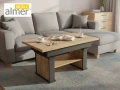 Ławostół rozkładany i podnoszony L62 - Dąb Craf Złoty / Czarny Mat - 120-200 cm